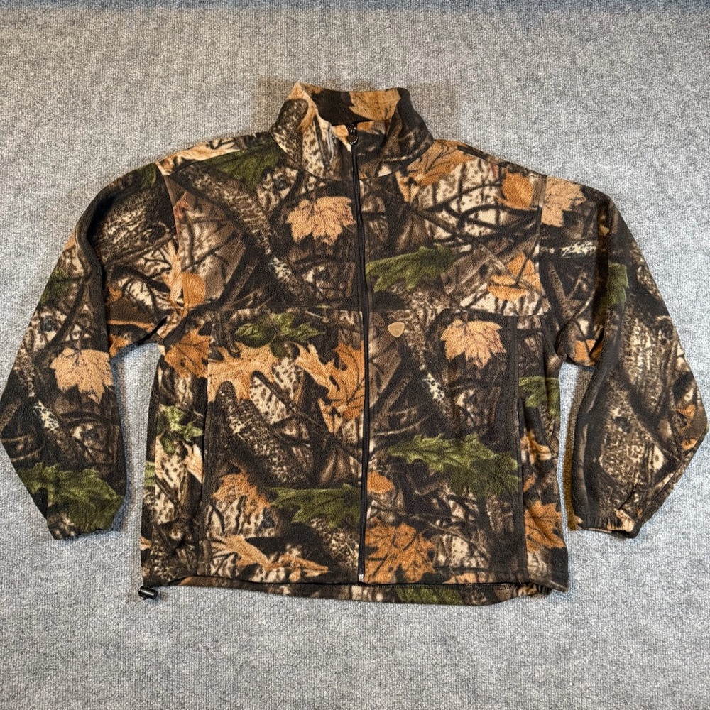 Vintage 90s Wood'N Trail Realtree‎ Camo Jacket Size L Fleece Full Zip Hunting